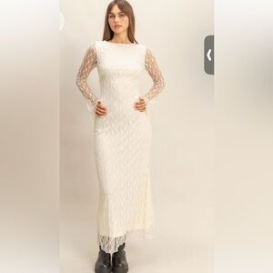 HYFVE- Elegant White Lace Long Sleeve Dress
